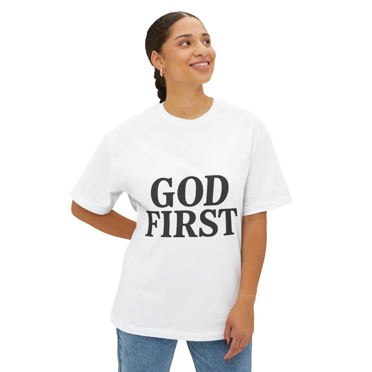 God First Christian Oversized T-Shirt | American Faith Wear | Faith-Based Apparel