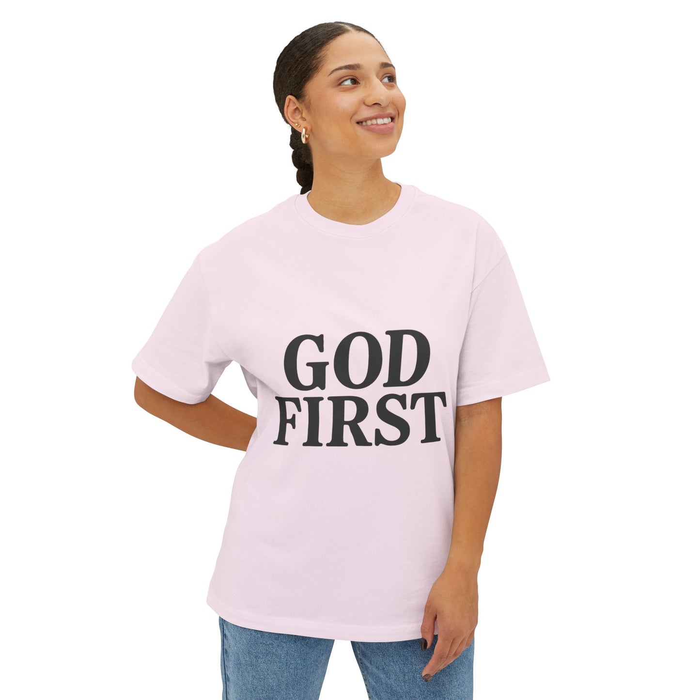 God First Christian Oversized T-Shirt | American Faith Wear | Faith-Based Apparel