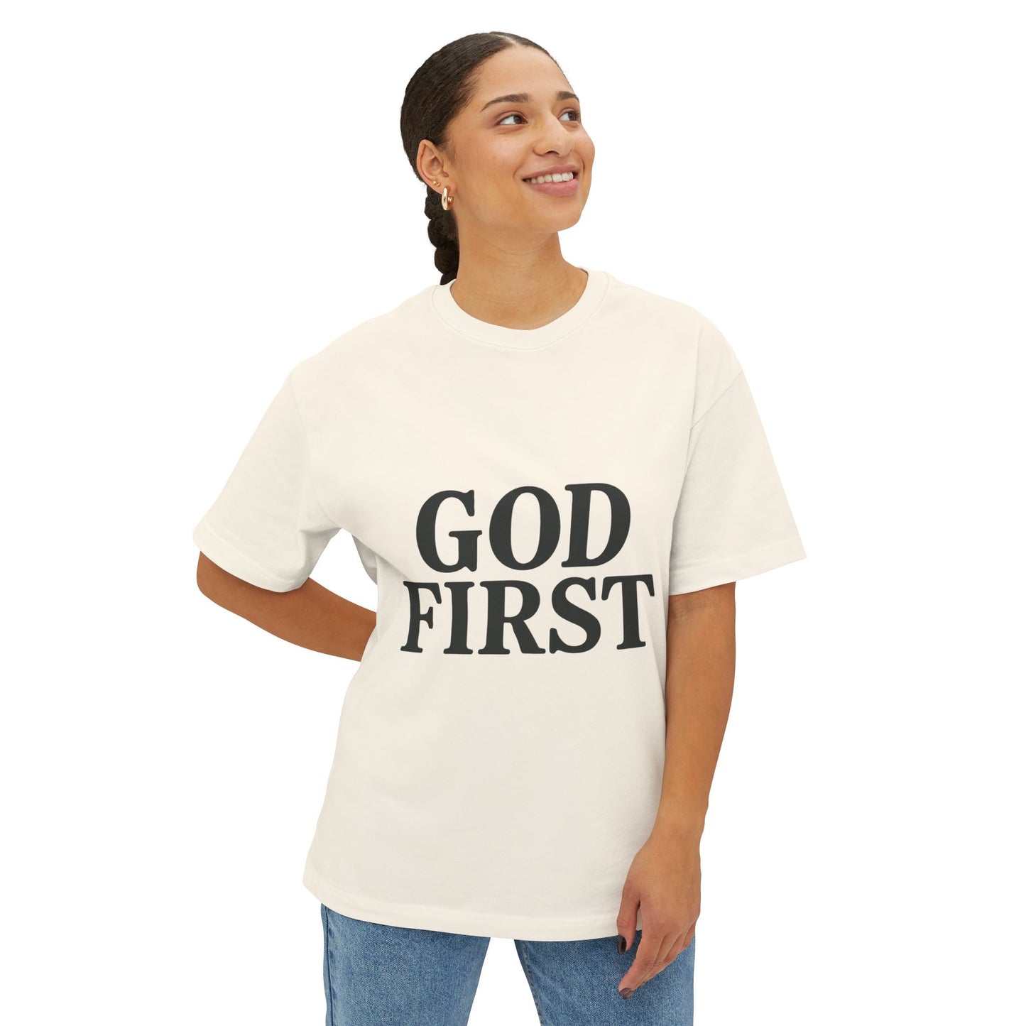 God First Christian Oversized T-Shirt | American Faith Wear | Faith-Based Apparel